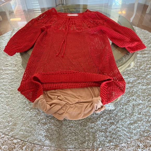 Anthropologie Korovilas Isabel Crochet Dress Small Nude Lined Boho Beachy - Picture 11 of 15